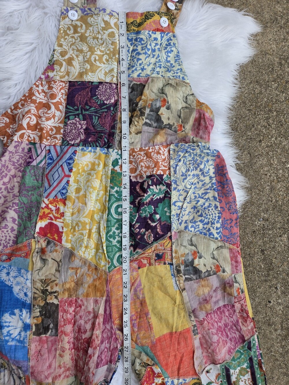 Yak & Yeti - Patchwork Multicolor Wide-Leg Jumpsuit Overalls - Size L/XL - Picture 14 of 16